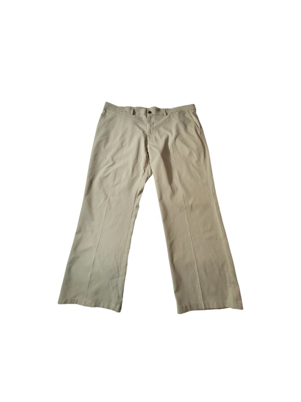 Haggar H26 Mens Khaki Dress Pants 44x30 Flat Front Polyester Made In Bangladesh